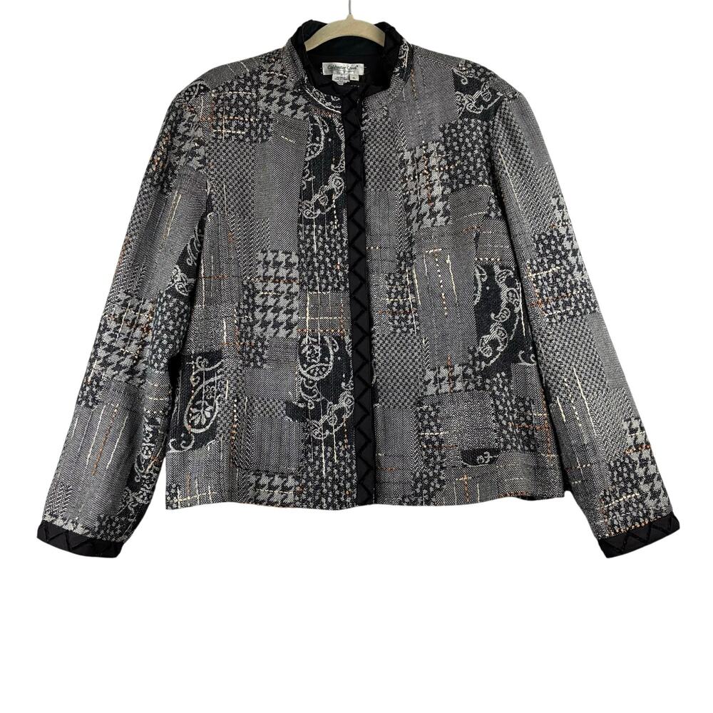 Vintage Coldwater Creek Button Up Jacket Women’s XL Patchwork Mixed Prints Artsy